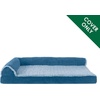 image:imageFurhaven Replacement Dog Bed Cover TwoTone Faux Fur amp Suede L Shaped Chaise Machine Washable  Stone Gray Jumbo XLargeMarine Blue