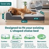 image:imageFurhaven Replacement Dog Bed Cover TwoTone Faux Fur amp Suede L Shaped Chaise Machine Washable  Stone Gray Jumbo XLargeStone Gray