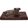 image:imageFurhaven WaterResistant Orthopedic Dog Bed for Large Dogs w Removable Quilt Top amp Washable Cover For Dogs Up to 95 lbs  IndoorOutdoor Quilt Top Convertible Mattress  Gray JumboXLUltra Plush Curly Faux Fur Chocolate
