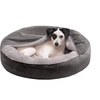 image:imageFurhaven 24 Round Calming Donut Dog Bed for Indoor Cats amp Small Dogs Washable For Dogs Up to 20 lbs  Plush Velvet Waves Hooded Donut Bed  Rose Pink SmallDark Gray