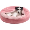 image:imageFurhaven 24 Round Calming Donut Dog Bed for Indoor Cats amp Small Dogs Washable For Dogs Up to 20 lbs  Plush Velvet Waves Hooded Donut Bed  Rose Pink SmallRose Pink