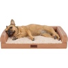 image:imageFurhaven Cooling Dog Sofa Bed  Memory Foam Couch with Bolsters Textured Plush amp WaterResistant Cover Washable Cover  Riverway JumboCamel