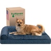 image:imageFurhaven Memory Foam Dog Bed for Large Dogs w Removable Bolsters amp Washable Cover For Dogs Up to 95 lbs  TwoTone Plush Faux Fur amp Suede L Shaped Chaise  Stone Gray JumboXLPlush  Almond Print Blue Almonds