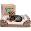 image:imageFurhaven Memory Foam Dog Bed for MediumSmall Dogs w Removable Bolsters amp Washable Cover For Dogs Up to 35 lbs  Plush amp Velvet Waves Perfect Comfort Sofa  Brownstone MediumBrownstone Faux Fur  Velvet