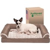 image:imageFurhaven Memory Foam Dog Bed for MediumSmall Dogs w Removable Bolsters amp Washable Cover For Dogs Up to 35 lbs  Sherpa amp Chenille Sofa  Cream MediumLuxe Faux Fur  Linen Woodsmoke