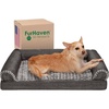 image:imageFurhaven Orthopedic Dog Bed for Large Dogs w Removable Bolsters amp Washable Cover For Dogs Up to 95 lbs  Plush amp Suede Sofa  Almondine JumboXLCharcoal