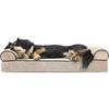 image:imageFurhaven Orthopedic Dog Bed for Large Dogs w Removable Bolsters amp Washable Cover For Dogs Up to 95 lbs  Plush amp Suede Sofa  Almondine JumboXLCream