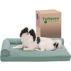 image:imageFurhaven Orthopedic Dog Bed for MediumSmall Dogs w Removable Bolsters amp Washable Cover For Dogs Up to 35 lbs  TwoTone Plush Faux Fur amp Suede L Shaped Chaise  Dark Sage MediumIceberg Green