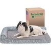 image:imageFurhaven Orthopedic Dog Bed for MediumSmall Dogs w Removable Bolsters amp Washable Cover For Dogs Up to 35 lbs  TwoTone Plush Faux Fur amp Suede L Shaped Chaise  Dark Sage MediumGray Almonds