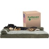 image:imageFurhaven Pillow Dog Bed for Large Dogs w Removable Bolsters amp Washable Cover  TwoTone Plush Faux Fur amp Suede L Shaped Chaise  Dark Sage JumboXLDark Sage