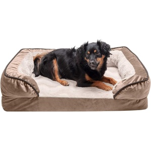 image:imageFurHaven Cooling Gel Dog Bed for Large Dogs Perfect Comfort Sofa Bed with Cool GelTop Foam with a Solid Orthopedic Foam Base for Joint Support Washable Cover Jumbo XL Plush amp Velvet Granite GrayBrownstone