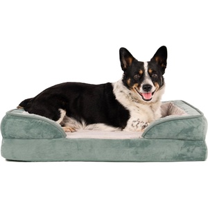 image:imageFurHaven Cooling Gel Dog Bed for Large Dogs Perfect Comfort Sofa Bed with Cool GelTop Foam with a Solid Orthopedic Foam Base for Joint Support Washable Cover Jumbo XL Plush amp Velvet Granite GrayCeladon Green