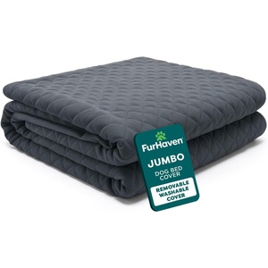 image:imageFurHaven Dog Bed Cover Replacement SofaStyle Design with Soft Quilted Sleep Surface for Cozy Comfort Machine Washable Jumbo Plus XXL Quilted Fabric Navy BlueIron Gray