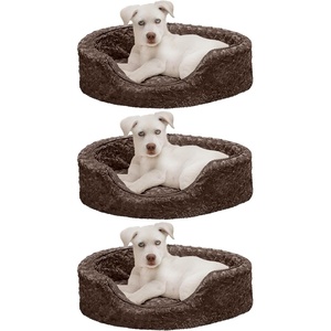 image:imageFurHaven Dog Bed for Small Dogs Oval Lounger with Soft Pillow Cushion Insert for Cozy Comfort Removable Washable Cover Small Faux Fur amp Suede GrayPeluche chocolate