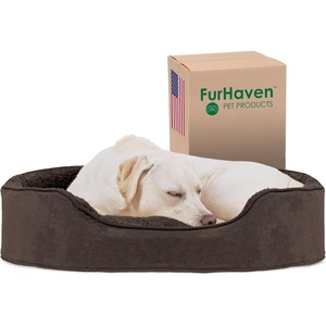 image:imageFurHaven Dog Bed for Small Dogs Oval Lounger with Soft Pillow Cushion Insert for Cozy Comfort Removable Washable Cover Small Faux Fur amp Suede GrayTerry  Suede Espresso