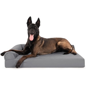 image:imageFurHaven Orthopedic Dog Bed for Large Dogs LShaped Chaise Mattress with Orthopedic Egg Crate amp Solid Orthopedic Foam Base for Joint Support Washable Cover Jumbo XL Faux Fur amp Suede Dark SageTitanium