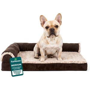 image:imageFurHaven Orthopedic Dog Bed for Large Dogs LShaped Chaise Mattress with Orthopedic Egg Crate amp Solid Orthopedic Foam Base for Joint Support Washable Cover Jumbo XL Faux Fur amp Suede Dark SageEspresso