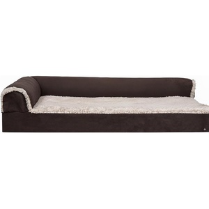 image:imageFurHaven Orthopedic Dog Bed for Large Dogs LShaped Chaise Mattress with Orthopedic Egg Crate amp Solid Orthopedic Foam Base for Joint Support Washable Cover Jumbo XL Faux Fur amp Suede Dark SageSable Brown