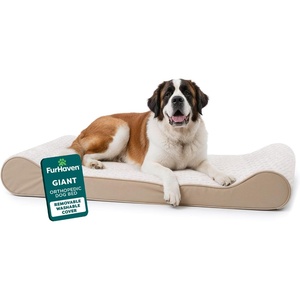 image:imageFurHaven Orthopedic Dog Bed for Large Dogs Luxe Lounger Contour Mattress with Solid Orthopedic Foam Slab for Joint Support Removable Washable Cover Jumbo XL Plush Suede ChocolateCream