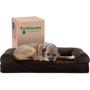 image:imageFurHaven Orthopedic Dog Bed for Large Dogs SofaStyle with Cool GelTop Foam with a Solid Orthopedic Foam Base for Joint Support Removable Washable Cover Jumbo XL Plush amp Suede GrayCoffee