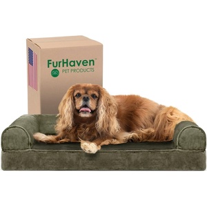 image:imageFurHaven Orthopedic Dog Bed for Large Dogs SofaStyle with Cool GelTop Foam with a Solid Orthopedic Foam Base for Joint Support Removable Washable Cover Jumbo XL Plush amp Suede GrayDark Sage