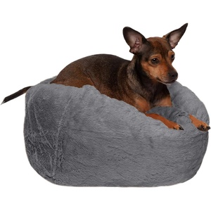 image:imageFurHaven Orthopedic Fur Ball Dog Bed for Medium Dogs Refillable BeanbagStyle Nesting Bed with Removable Washable Cover amp Liner Medium Plush Faux Fur Gray MistPlush Faux Fur Gray Mist