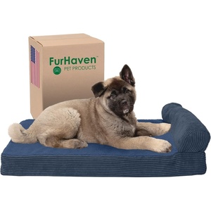 image:imageFurHaven Perfect Comfort Sofa Orthopedic Dog Bed for Large Dogs MemoryTop Foam with a Solid Orthopedic Foam Base for Joint Support Removable Washable Cover Jumbo XL Plush amp Velvet Granite GrayChaise  Fleece  Corduroy Navy Blue