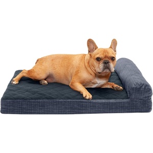 image:imageFurHaven Perfect Comfort Sofa Orthopedic Dog Bed for Large Dogs MemoryTop Foam with a Solid Orthopedic Foam Base for Joint Support Removable Washable Cover Jumbo XL Plush amp Velvet Granite GrayChaise  Quilted Fleece  Print Suede Dk Blue
