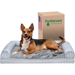 image:imageFurHaven Perfect Comfort Sofa Orthopedic Dog Bed for Large Dogs MemoryTop Foam with a Solid Orthopedic Foam Base for Joint Support Removable Washable Cover Jumbo XL Plush amp Velvet Granite GrayGray Plush  Diamond Print Nest Top