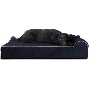 image:imageFurHaven Perfect Comfort Sofa Orthopedic Dog Bed for Large Dogs MemoryTop Foam with a Solid Orthopedic Foam Base for Joint Support Removable Washable Cover Jumbo XL Plush amp Velvet Granite GrayGoliath Chaise  Faux Fur  Velvet Dk Blue