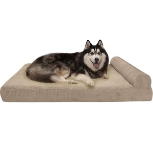 image:imageFurHaven Perfect Comfort Sofa Orthopedic Dog Bed for Large Dogs MemoryTop Foam with a Solid Orthopedic Foam Base for Joint Support Removable Washable Cover Jumbo XL Plush amp Velvet Granite GrayChaise  Fleece  Corduroy Sandstone
