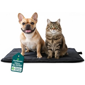 image:imageFurHaven ThermaNAP Self Warming Cat Mat Dog Bed for Crates with SelfWarming Technology for Cozy Rest Fully Machine Washable Small Plush Faux Fur GrayBlack