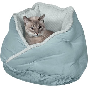 image:imageFurhaven 18 Round Pet Bed for Indoor Cats amp Small Dogs 100 Washable For Pets Up to 14 lbs  Minky Plush amp Velvet Hug Bed  Silver Gray 18inchHug Bed  Minky  Velvet Aquamarine