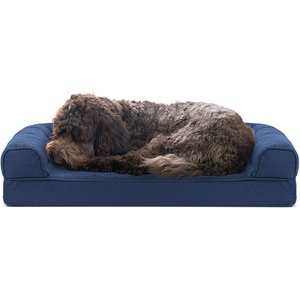 image:imageFurhaven Cooling Gel Dog Bed for Large Dogs w Removable Bolsters amp Washable Cover For Dogs Up to 95 lbs  Luxe Faux Fur amp Performance Linen Sofa  Charcoal JumboXLNavy Blue