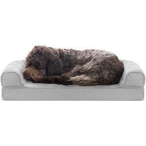 image:imageFurhaven Cooling Gel Dog Bed for Large Dogs w Removable Bolsters amp Washable Cover For Dogs Up to 95 lbs  Luxe Faux Fur amp Performance Linen Sofa  Charcoal JumboXLSilver Gray
