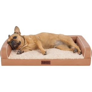 image:imageFurhaven Cooling Gel Dog Bed for Large Dogs w Removable Bolsters amp Washable Cover For Dogs Up to 95 lbs  Luxe Faux Fur amp Performance Linen Sofa  Charcoal JumboXLCamel