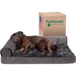 image:imageFurhaven Cooling Gel Dog Bed for Large Dogs w Removable Bolsters amp Washable Cover For Dogs Up to 95 lbs  Pinsonic Quilted Paw L Shaped Chaise  Titanium JumboXLPlush  Velvet Platinum Gray