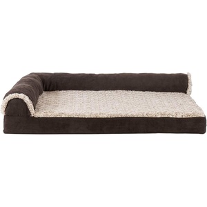 image:imageFurhaven Cooling Gel Dog Bed for Large Dogs w Removable Bolsters amp Washable Cover For Dogs Up to 95 lbs  Pinsonic Quilted Paw L Shaped Chaise  Titanium JumboXLTwoTone Faux Fur  Suede Espresso