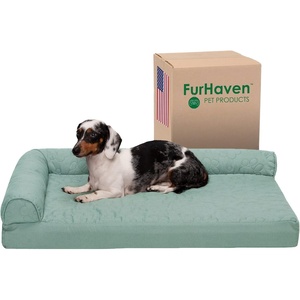 image:imageFurhaven Cooling Gel Dog Bed for Large Dogs w Removable Bolsters amp Washable Cover For Dogs Up to 95 lbs  Pinsonic Quilted Paw L Shaped Chaise  Titanium JumboXLQuilted Paw Iceberg Green