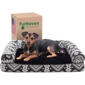image:imageFurhaven Cooling Gel Dog Bed for Large Dogs w Removable Bolsters amp Washable Cover For Dogs Up to 95 lbs  Quilted Sofa  Coffee JumboXLBlack Medallion Plush  Southwest Kilim Woven