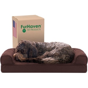 image:imageFurhaven Cooling Gel Dog Bed for Large Dogs w Removable Bolsters amp Washable Cover For Dogs Up to 95 lbs  Quilted Sofa  Coffee JumboXLCoffee Quilted