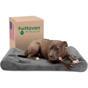 image:imageFurhaven Cooling Gel Dog Bed for Large Dogs w Removable Washable Cover For Dogs Up to 75 lbs  Ultra Plush Faux Fur amp Suede Luxe Lounger Contour Mattress  Cream JumboXLMinky Plush  Velvet Gray