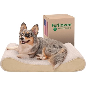 image:imageFurhaven Cooling Gel Dog Bed for Large Dogs w Removable Washable Cover For Dogs Up to 75 lbs  Ultra Plush Faux Fur amp Suede Luxe Lounger Contour Mattress  Cream JumboXLUltra Plush Cream