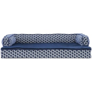 image:imageFurhaven Cooling Gel Dog Bed for MediumSmall Dogs w Removable Bolsters amp Washable Cover For Dogs Up to 35 lbs  Plush amp Woven Decor Comfy Couch Sofa  Diamond Brown MediumDiamond Blue Plush  Woven Dcor