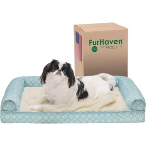 image:imageFurhaven Cozy Orthopedic Dog Bed for Large Dogs w Removable Bolsters amp Washable Cover For Dogs Up to 95 lbs  Plush amp Diamond Print Nest Top Sofa  Gray JumboXLAqua Plush  Diamond Print Nest Top