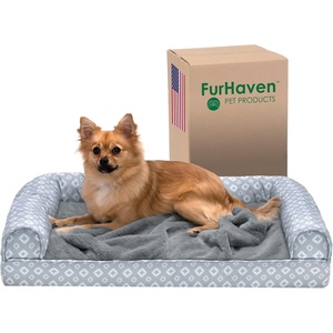 image:imageFurhaven Cozy Orthopedic Dog Bed for Large Dogs w Removable Bolsters amp Washable Cover For Dogs Up to 95 lbs  Plush amp Diamond Print Nest Top Sofa  Gray JumboXLGray Plush  Diamond Print Nest Top