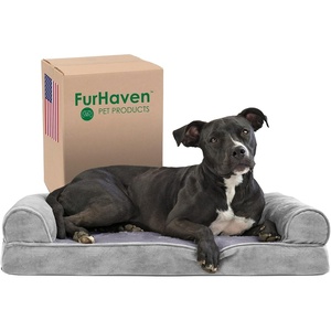 image:imageFurhaven Memory Foam Dog Bed for Large Dogs w Removable Bolsters amp Washable Cover For Dogs Up to 125 lbs  Plush amp Suede Sofa  Deep Pool Jumbo PlusXXLFaux Fur  Velvet Smoke Gray