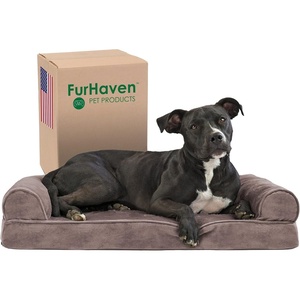 image:imageFurhaven Memory Foam Dog Bed for Large Dogs w Removable Bolsters amp Washable Cover For Dogs Up to 125 lbs  Plush amp Suede Sofa  Deep Pool Jumbo PlusXXLFaux Fur  Velvet Driftwood Brown