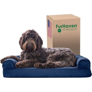 image:imageFurhaven Memory Foam Dog Bed for Large Dogs w Removable Bolsters amp Washable Cover For Dogs Up to 125 lbs  Plush amp Suede Sofa  Deep Pool Jumbo PlusXXLQuilted Navy
