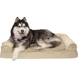 image:imageFurhaven Memory Foam Dog Bed for Large Dogs w Removable Bolsters amp Washable Cover For Dogs Up to 125 lbs  Plush amp Suede Sofa  Deep Pool Jumbo PlusXXLClay Plush  Suede